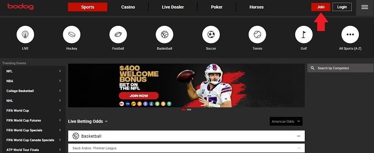 Bodog Join Button